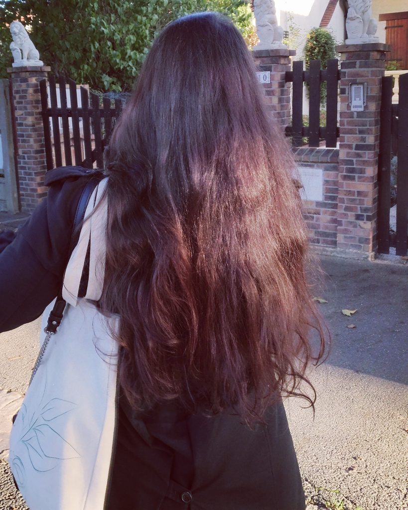 résultat cheveux Lauren Inthehair - baume démêlant karité verveine citron Cosmo Naturel - lotion hamamélis Codina